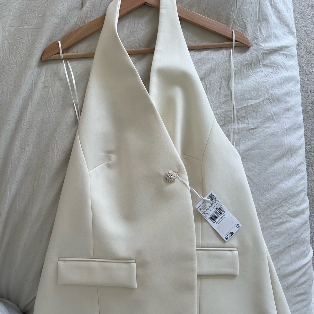 Mango Cream Tailored Blazer